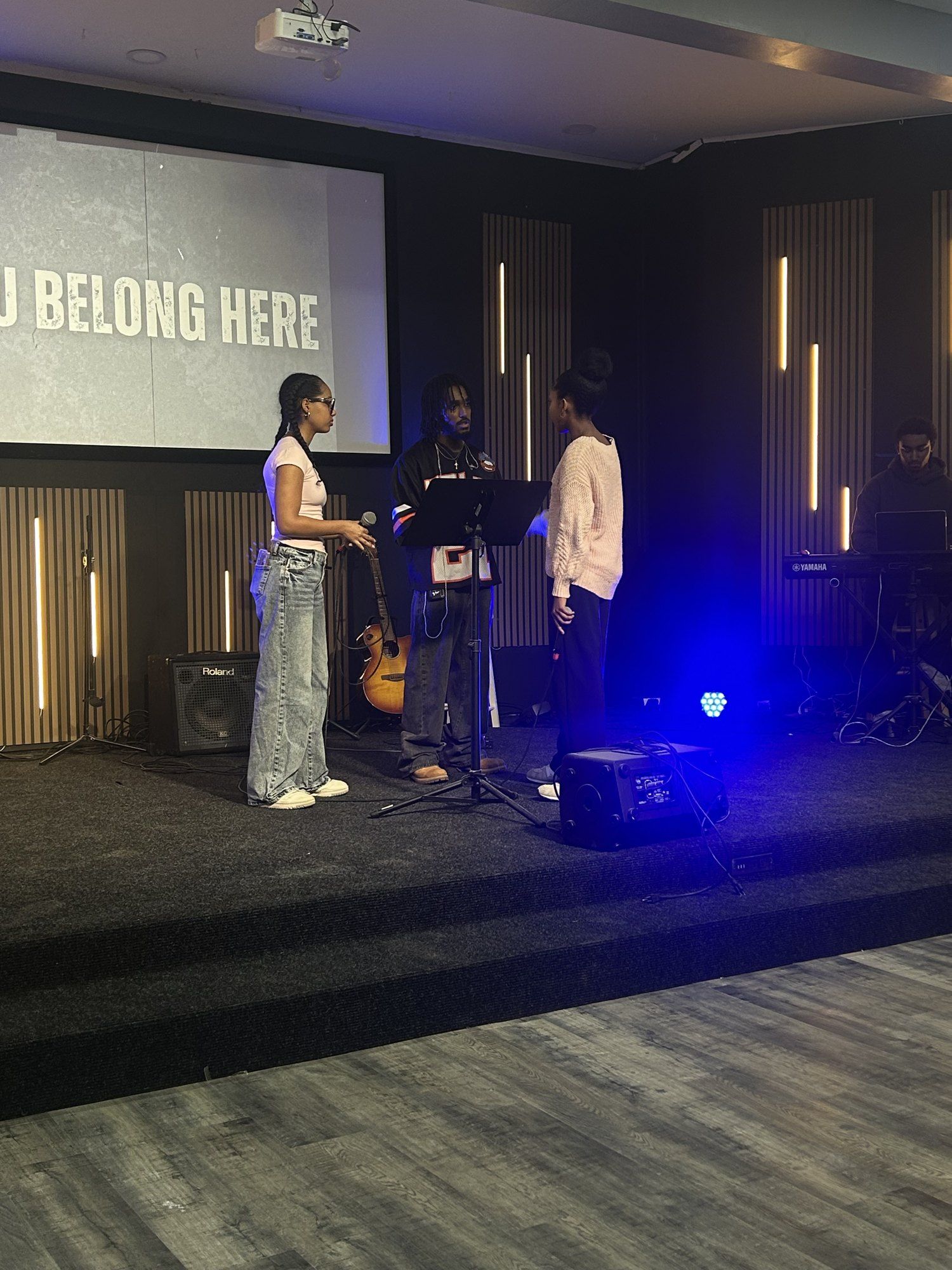 “You belong here” on the screen during service
